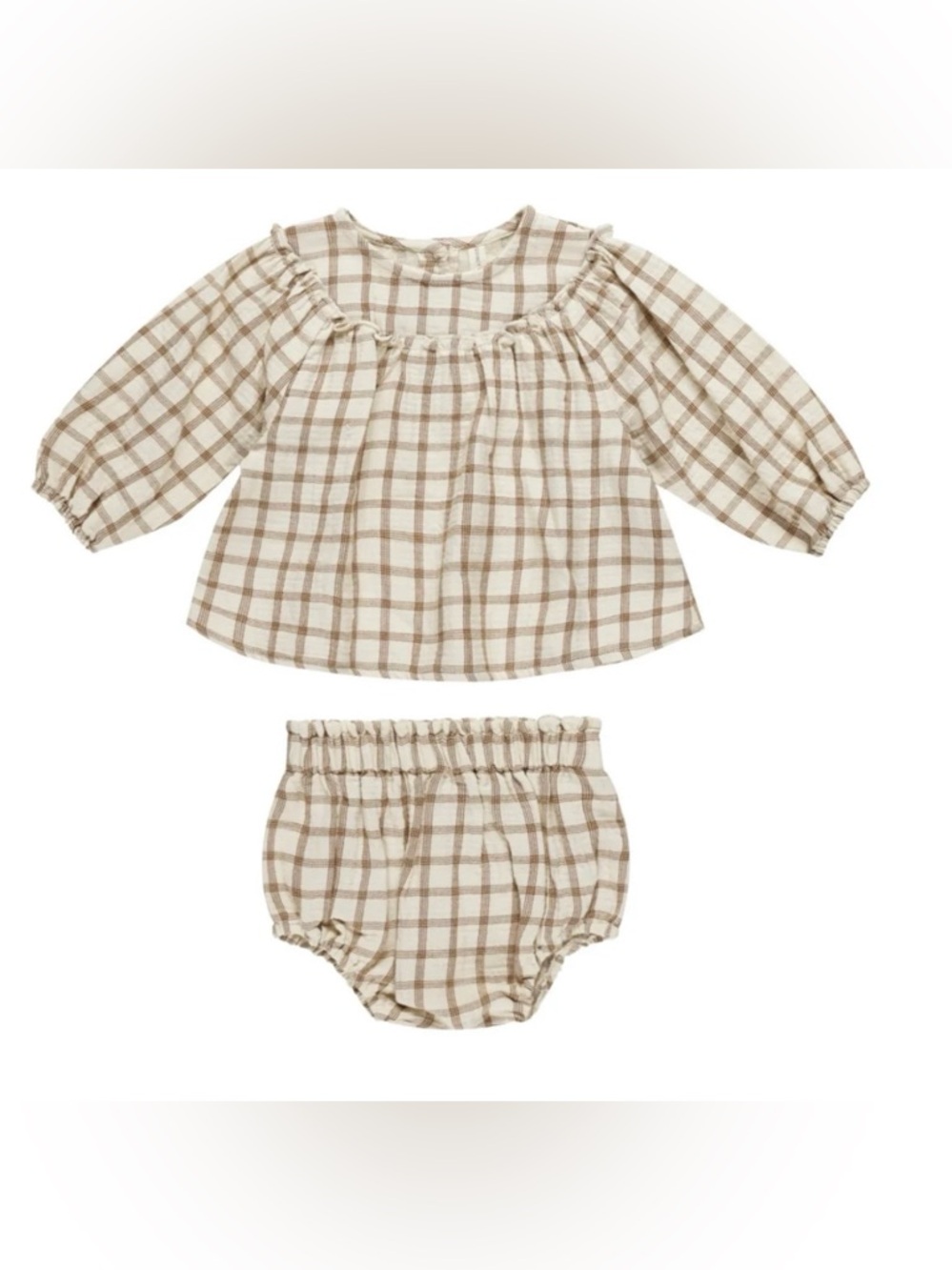 Quincy Mae Mia Top + Bloomer Set - Cinnamon Plaid